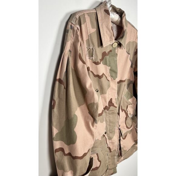 Anthropologie Lida Utility Pink Distressed Camo Canvas Jacket Size Small - Picture 6 of 13